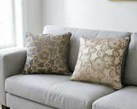 Housse de coussin personnalisée en usine, motif floral tridimensionnel moderne, housse de coussin de luxe en jacquard métallique double face