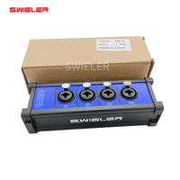 Adaptor 4 Saluran Ethercon Cat6 RJ45 ke Jack XLR 6.35mm TRS, Kotak Breakout Splitter XLR/DMX/AES untuk Kabel Mixer Studio Panggung