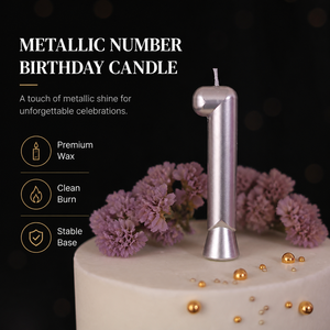 ホットセール 誕生日おめでとう 数字キャンドル シルバーカラー パラフィンワックス 無煙 ケーキキャンドル - Product Image 2