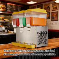 Distributeur de jus commercial YinShuo 48L en acier inoxydable, machine à granita et boissons froides à 3 robinets