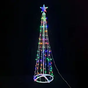 LED Fünfzackiges Stern-Wasserfall licht Konisches rotierendes Zweig licht Faltbares konisches Turm-RGB-Weihnachtskegelbaum-Lichterkette licht