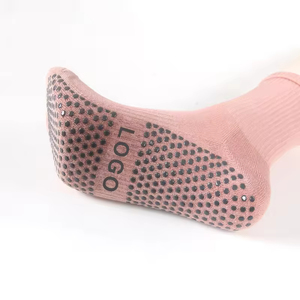 Free Design Custom High-End Crew Yoga <b>Socks</b> – Non-Slip Grips Breathable Cotton Ribbon Lace Style OEM/ODM Service - Product Image 3