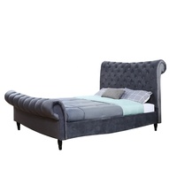 Wills oon Luxus High Head board Schlitten bett Super King Size Black Button Tufted Holzrahmen Moderne Polstermöbel Leder