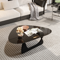 Table basse en verre trempé For Style, base en bois noir, triangle, minimaliste, moderne, meubles de salon, table à thé
