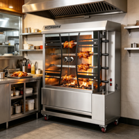 Grill rotatif commercial à haute productivité LIBERMANN, four à rôtir au charbon de bois pour poulets, machine à rôtir les poulets