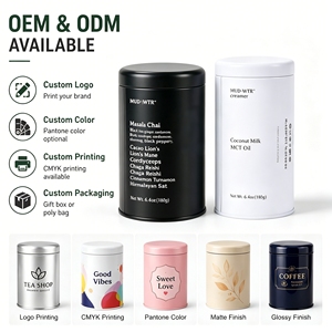 Wholesale Food Grade Airtight Round Black Matte Tins Custom Coffee Tin <strong>Can</strong> <strong>Tea</strong> Metal Tins Container with Lid for Loose <strong>Tea</strong> - Product Image 3