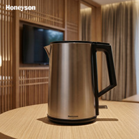 Bouilloire Électrique 1L en Acier Inoxydable de Haute Qualité, Intérieur Sans BPA, Lumière LED, Base Pivotante à 360 Degrés, Utilisation Hôtelière, Automatique