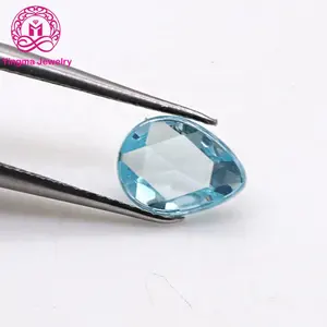 Cor de aquamarina azul claro de alta qualidade cz, pedras 6x8mm, plana, parte traseira, corte de rosa, forma de pear, zircônia cúbica para diy ou fábrica