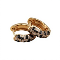 Pendientes de Aro Unisex Estilo Europeo Americano, Tono Azúcar Moreno, Incrustaciones de Circonio, Estampado de Leopardo y Serpiente, Bañados en Cobre y Oro de 18K, Estilo Hip-Hop