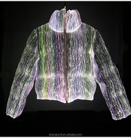 Luxe personnalisé hiver haute technologie lueur doudoune LED fibre optique pain veste unisexe chaud épais lueur manteau Flash bouffée veste support