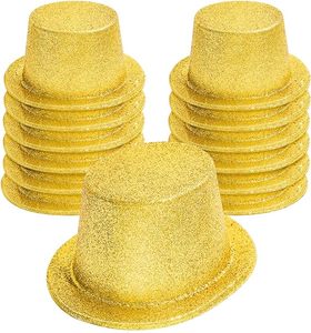 Sombreros de Copa con purpurina Fiesta de disfraces Sombreros de copa de plástico Sombrero de Mago para adultos Suministros de fiesta para niños - Product Image 3