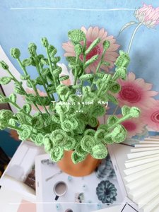 Nouvel arrivage de branches de feuilles d'eucalyptus au crochet à 7 têtes vertes créatives vente en gros de plantes tricotées en laine ornement quotidien pour cadeaux - Product Image 6