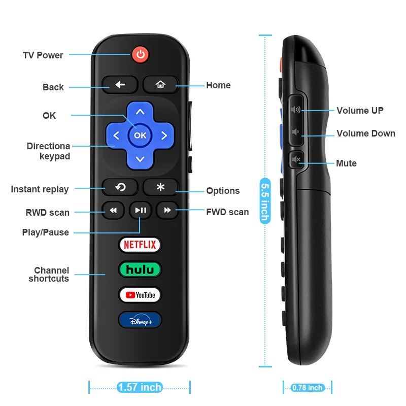 Roku Hisense LG TCL JVC ONNフィリップスシリーズTV用RC280RC282スマートユニバーサルTVリモコン