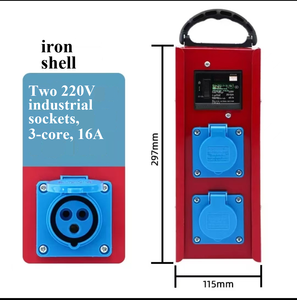 2 Gang Metal Waterproof Aviation <b>Socket</b> Box 16A 3 Pin Industrial with Circuit Breaker Protection , Portable <b>socket</b> box - Product Image 2