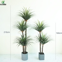 Arbre artificiel Yucca de 210 cm, arbre au sang de dragon, 3 tiges, plante artificielle Dracaena en pot