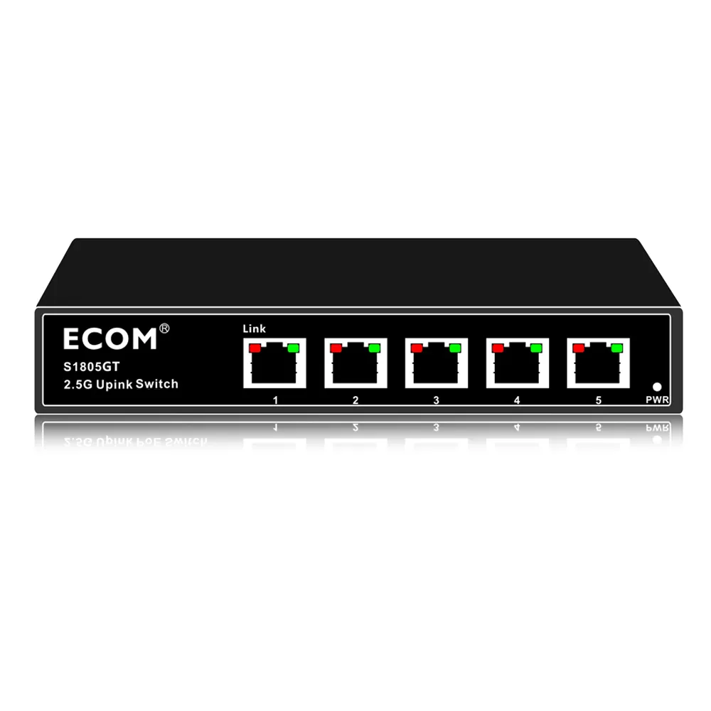 ECOM S1805GT 이더넷 스위치 데스크탑 고속 네트워크 스위치 LAN 허브 5*2.5G/1G SFP 기가비트 스톡 250 미터 12V 1A