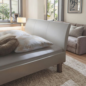 Tête de <span class=keywords><strong>lit</strong></span> minimaliste en bois de chêne massif, <span class=keywords><strong>lit</strong></span> extensible en cuir noir et blanc avec fonction rembourrée pour appartements - Product Image 5