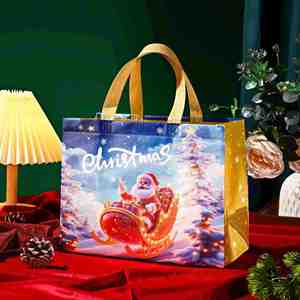 Bolsas de Regalo de Navidad Reutilizables, Bolsas de Tela No Tejida con Asas para Compras Navideñas, Recuerdos de Fiesta, Suministros para Envolver, Promoción - Product Image 4