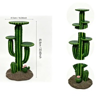 Support pour plantes en résine en forme de cactus Saguaro de 32 pouces avec 3 étagères de présentation, grand support à plusieurs niveaux pour sculptures de cactus et pots de fleurs