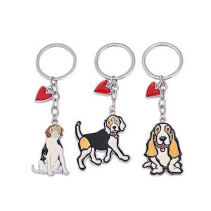 Llavero de Metal con Colgante de Perro de Dibujos Animados, Boston Terrier, Beagle, Bulldog, Decoración - Product Image 1