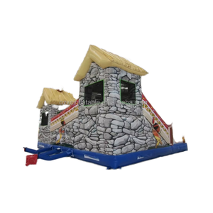 ปราสาทกระโดดหินรูปเมืองเป่าลมสำหรับเด็กบ้านแบบเป่าลมพร้อมกำแพงปีนเขาและสไลเดอร์สำหรับเช่างานปาร์ตี้ - Product Image 5