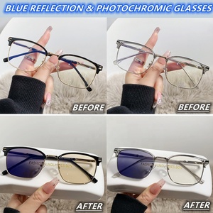 Lunettes Anti-Reflets 2026 pour Hommes Femmes, Blocage Lumière Bleue, Photochromiques, Monture Métal Sourcil Noir Or, Rectangulaires, UV400 - Product Image 6