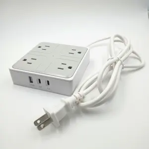 2 USB C ports and 1 A-port extension power board smart USB power strip with multiple sockets for United States