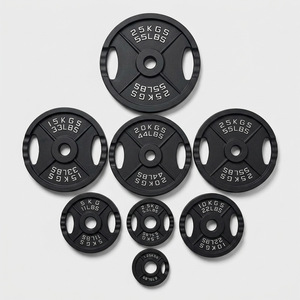 5 kg Dökme Demir Fırınlanmış Emaye Kaplı O Barbell Ağırlık Diskleri, El Tutuşlu <span class=keywords><strong>4</strong></span> Tırtıllı ve 3 Delikli, Evde Spor Salonu Kullanımı İçin - Product Image 2