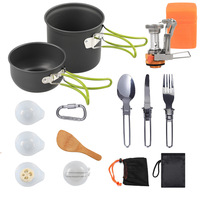 Set Peralatan Masak Gas Portabel untuk Berkemah DS-101, Kompor Mini Aluminium Alloy untuk Luar Ruangan & Tas Penyimpanan untuk Hiking & Piknik