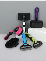 Ensemble de 3 brosses modernes en plastique pour enlever les poils de chien, avec design démêlant, brosse de massage écologique, pour le bain