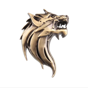 Emblema Auto 3D <span class=keywords><strong>Lupo</strong></span> in Lega di Zinco Senza Smalto, Finitura Bronzo Anticato, Argento, Grigio Canna di Fucile - Product Image 3