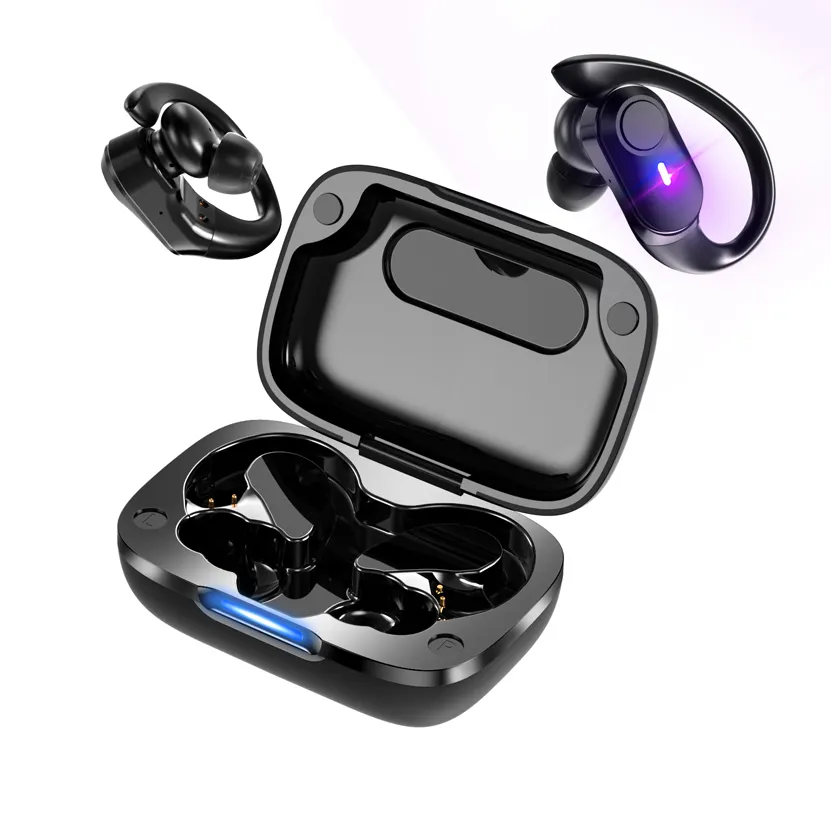 TWS Bluetooth Earphones With Microphones Sport Ear Hook Wireless Headphones HiFi Stereo Earbuds Waterproof Headsets