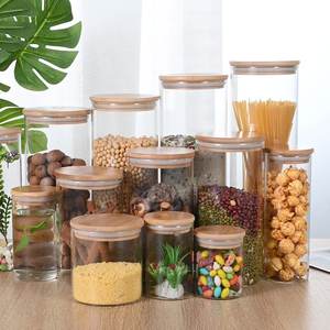 Venta al por Mayor de Recipientes Herméticos de Vidrio Borosilicato Transparente con Tapa de Bambú, Juegos de Recipientes Herméticos de Vidrio - Product Image 2