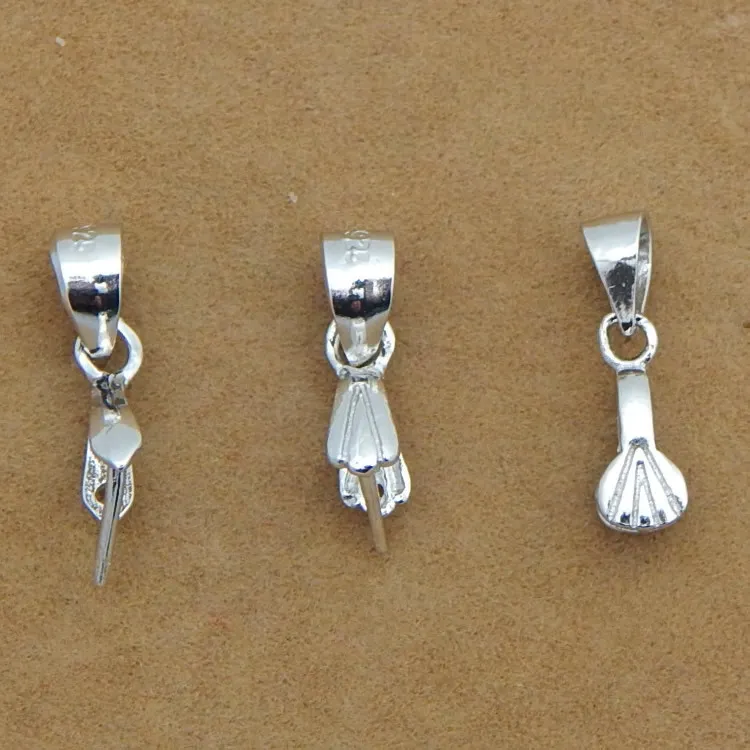 20 Cái 14 Mét Bạch Kim Mạ Mặt Dây Móc Cài Clips Bails Kết Nối 925 Sterling Silver Charm Bail Hạt Trang Sức Phát Hiện