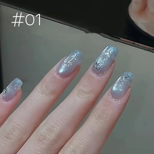 Glacier Blue Crystal Cat <b>Eye</b> Gel Polish Ice Transparent Blue Purple Glass Bead <b>Shimmer</b> UV Gel for Winter Nail Art - Product Image 2
