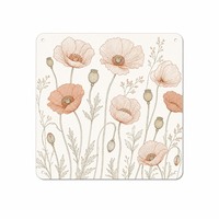 Peinture sur panneau en aluminium Fine Line Poppy, décoration murale en métal, impression artistique en aluminium, carré