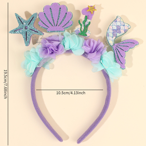 Diadema de Princesa <span class=keywords><strong>Sirena</strong></span> con Flores Moradas para Niñas, Diadema Brillante para Fiestas de Cumpleaños, Accesorios de Regalo de <span class=keywords><strong>Sirena</strong></span> - Product Image 4