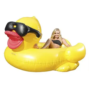 Factory In Stock PVC Adult water sunglasses Large yellow swimming pool inflatable float duck rider-200CM length