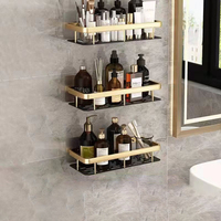 Étagère d'angle de douche pour salle de bain avec finition en acier inoxydable, support mural pour un rangement gain de place