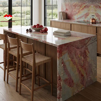 Dalle de quartzite rose de luxe, épaisseur 18 mm, polie et brillante, pour îlot de cuisine, quartzite rose naturel pour table à manger