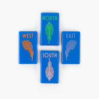 Lot de tuiles de mahjong américaines en acrylique bleu roi à 4 couches, motif botanique, pour les acheteurs en marque blanche, les boutiques de cadeaux et les détaillants de jeux