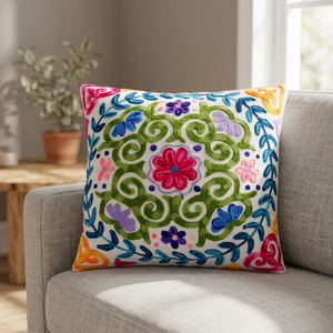 Oreiller et housse de coussin personnalisés Boho indien Designer en coton brodé de forme carrée pour la décoration de l'hôpital et de l'hôtel à la maison - Product Image 3