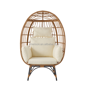 Silla de mimbre de jardín Silla de huevo Silla de ocio de ratán sintético Patio al aire libre Tumbona - Product Image 2