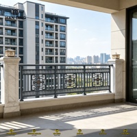 Système de balustrade en alliage d'aluminium soudé, hauteur 4 pieds, revêtement poudré, résistant aux UV, dimensions personnalisables pour usage commercial/résidentiel