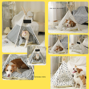 Tiendas de campaña tipo <span class=keywords><strong>tipi</strong></span> para perros y cachorros, camas portátiles con cojín grueso para mascotas, casa de campaña para gatos - Product Image 3
