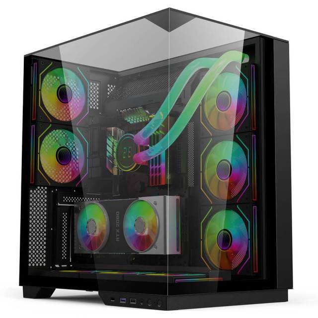New Designs Gaming Computer Case 3 Sides Tempered Glass Panels Fashion PC Case Led RGB Fan Cpu Casing ATX Pc Cabinet Case