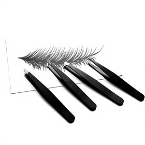 แหนบดัดขนคิ้วสแตนเลส ปลายเฉียง สีดำ ทนทาน ดีไซน์ทันสมัย สำหรับต่อขนคิ้ว - Product Image 2