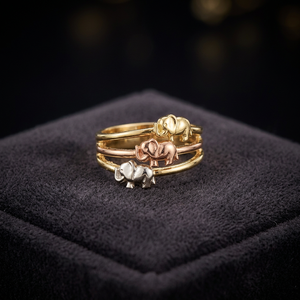 Bague unisexe fantaisie en alliage de cuivre plaqué trois tons, poli miroir, largeur 15 mm, motif éléphant, pour usage quotidien - Product Image 2