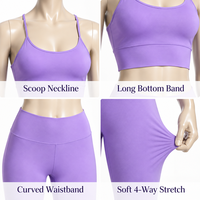 Ensemble de vêtements de sport pour femmes en 2 pièces, spandex/nylon, anti-odeur, protection UV, extensible dans quatre directions, taille élastique, pantalon longueur cheville, OEM