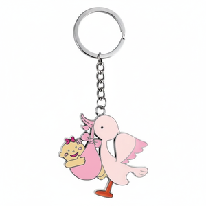 Portachiavi in silicone e metallo rosa Stork - Senza scatola - Product Image 2